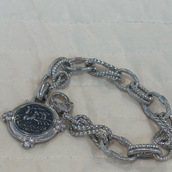 Judith Ripka Sterling Silver Ancient Roman Coin Dangle Bracelet 6.5" - - Picture 2 of 13